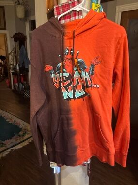 Marvel Deadpool 'Yeah No' Two-Tone Orange and Brown Hoodie